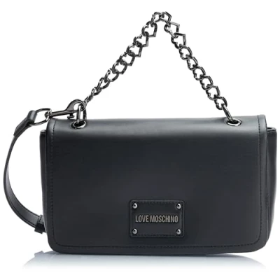 Image of Love Moschino Heart Chain Handbag, Women&#039;s, Size: One Size, Black