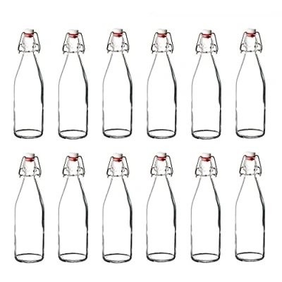 Image of Bormioli Glasflaschen mit Bügelverschluss &#039;Giara&#039; 12 teilig Füllmenge 500 ml Gesamthöhe 26,5 cm Perfekt um Öle anzusetzten, Schnäppse zu veredeln oder zum servieren von Wasser, Säften und Weinen