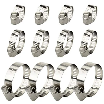 Image of Pipe Clips/Jubilee Clip Hose Clamps Adjustable Stainless Steel Worm Drive Hoses Clamps, Pack of 12 (10 16mm ， 16 25mm 21 44mm)