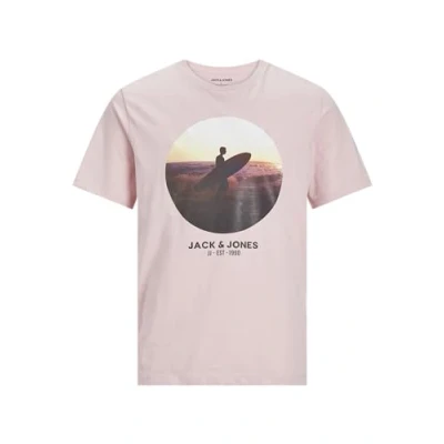 Image of JACK &amp; JONES Men&#039;s Jjcellox Tee SS Crew Neck T Shirt, Pink Nectar, S