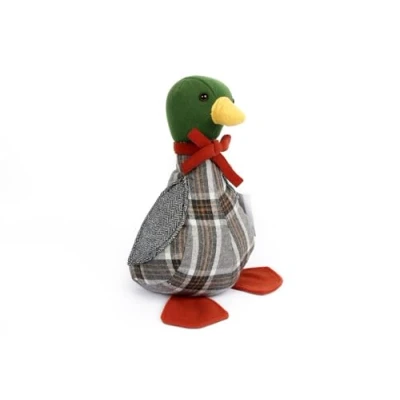 Image of The Home Fusion Company Fabric Duck Door Stop Mallard Doorstop 28cm Tweed Country Farmer Style