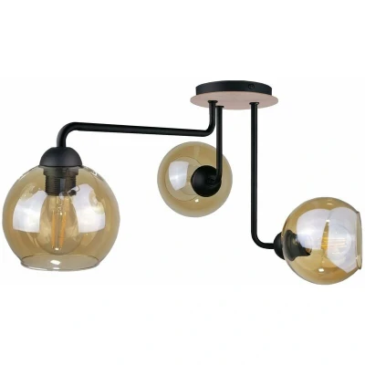 Image of Monde Multi Arm Semi Flush Ceiling Light Wood, 50cm, 3x E27