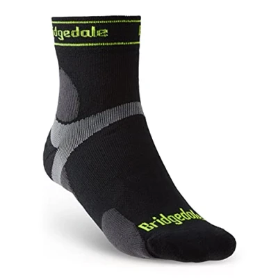 Image of Bridgedale TRAIL RUN Ultralight T2 Merino Sport 3/4 Crew Men&#039;s Large Black