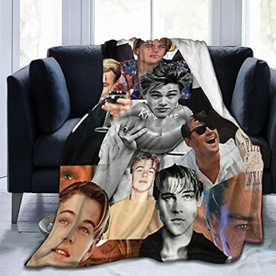 Image of Leonardo Dicaprio Collage Flannel Blanket Lightweight Cozy Bed Blankets Soft Throw Fit Couch Sofa Suitable for All Season50 X40