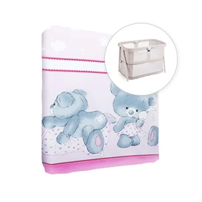 Image of Baby Comfort Nursery 100% Cotton Fitted Sheet to fit 95x65 cm Travel Cot (Mika Pink)