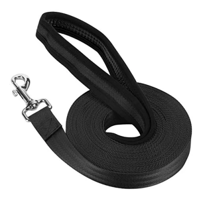 Image of Vivifying Long Line Dog Lead, 10m/32ft Nylon Training Lead for Dogs Tracking Obedience Leash (Black)
