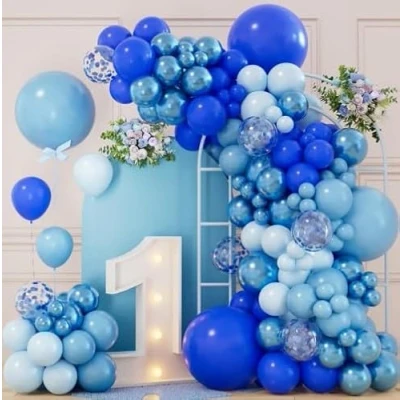 Image of Blue Balloons Arch Kit 111pcs Navy Birthday Garland with Baby Metallic Confetti Balloons, Bluey Balloon for Decorations Boys, Wedding, Showers