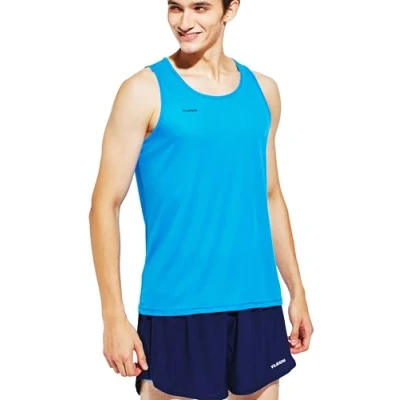 Image of TLRUN Men&#039;s Running Tank Top Ultra Lightweight Marathon Singlet Shirts Dry Fit Workout Sleeveless T Shirts(Large Blue)