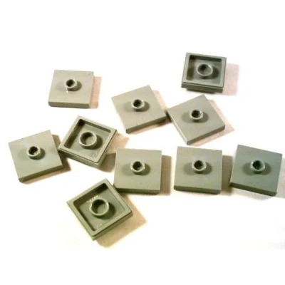 Image of LEGO Tile 2x2 10 Pieces Studs Centre Button in New Light Grey.