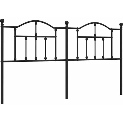 Image of vidaXL Black Metal Headboard Classic Style Bedroom Accessory, Constructed with Durable Powder Coated Steel, Suitable for 180cm Wide Mattress, Assembly Required