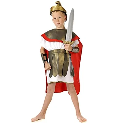 Image of PRETEND TO BEE Roman Gladiator Fancy Dress Costume for Kids, 9 11 Years