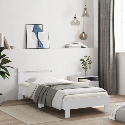 Image of vidaXL Bed Frame without Mattress with Headboard White 100x200 cm