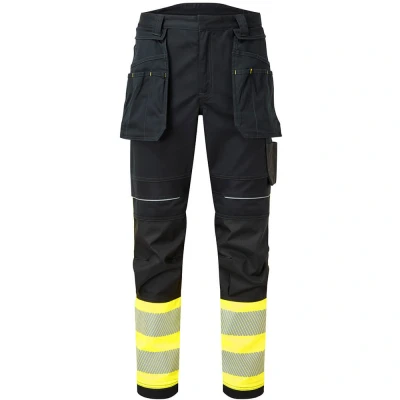 Image of Portwest PW3 FR Hi Vis Class 1 Holster Trousers Yellow/Black 28