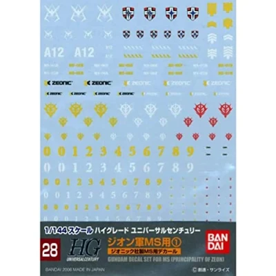 Image of Gundam Decal GD 28 HGUC Zeon MS Decals Set #1