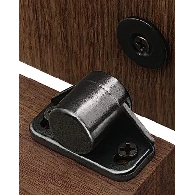 Image of Door Magnetic Catch, 2 Pack Cupboard Magnets Strong Catch Black Heavy Duty for Kitchen Cupboard, Wardrobe, Bathroom Cabinet, Drawer, Louver, Closet White Furniture
