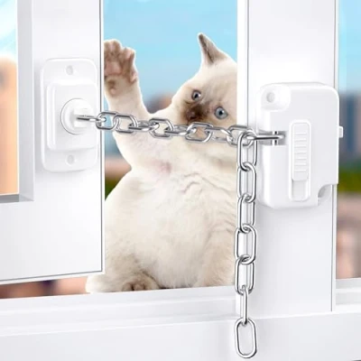 Image of 2pcs Window Locks for Upvc Windows, Self Adhesive Restrictor Child Pets Safety, Adjustable Lock No Drilling Metal, Wooden, Sliding