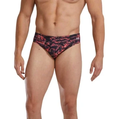 Image of TYR Men&#039;s Durafast Elite Racer Brief Swimsuit Swim, Red/Energia, 34