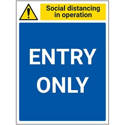 Image of V Safety SD In Operation Entry Only 300mm x 400mm Self Adhesive Vinyl
