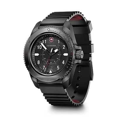 Image of Victorinox Men’s Watch Journey 1884 Ø 43 mm, Swiss Made, Analogue Quartz, Water Resistant up to 200 m, Rubber Strap, Black