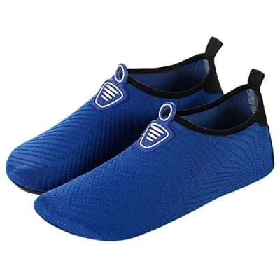 Image of AUXDIQ Water Shoes Womens Mens Outdoor Quick Dry Unisex Sports Aqua for Beach Diving Snorkeling Surfing, Blue, Size 6/7