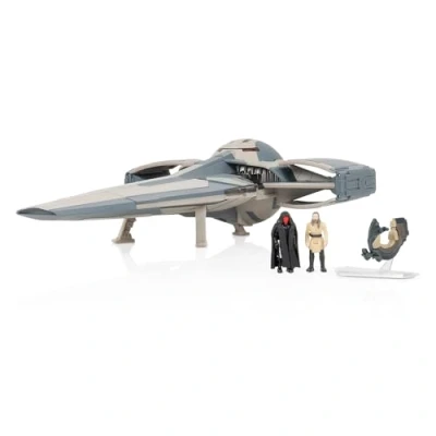 Image of Star Wars Micro Galaxy Squadron Sith Infiltrator 10 Inch Vehicle with 2.5 Speeder Stand plus Two 1 Figure Accessories
