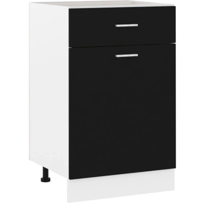 Image of vidaXL Drawer Bottom Cabinet Scandinavian Style Black Engineered Wood Kitchen Storage Simple Design Easy to Clean 50x46x81.5 cm