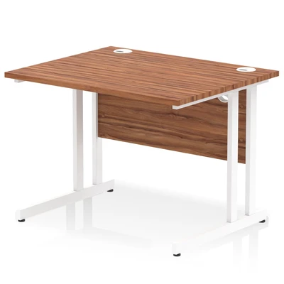 Image of Impulse 1000/800 Rectangle White Cantilever Leg Desk Walnut MI001904