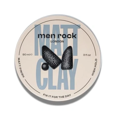 Image of Men Rock Matt Clay 90ml High Hold, Matte Finish for Thicker, Fuller Hairstyles, Nourishing Cocoa Butter, Sunflower &amp; Almond Oils