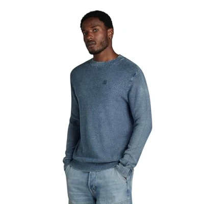 Image of G STAR RAW Men&#039;s Moss Knitted Sweater, blue (sun faded D24461 D559 A587), XXL