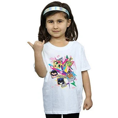 Image of DC Comics Girls Teen Titans Go 80s Icons T Shirt White 5 6 Years