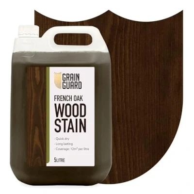 Image of GRAIN GUARD Wood Stain French Oak 5 Litre Water Based &amp; Low Odour Eco Friendly and Non Toxic Interior Furniture Easy Application Quick Drying