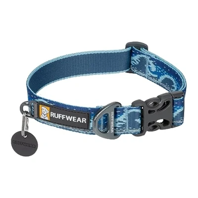 Image of RUFFWEAR Crag Dog Collar, Small Collar with Aluminium V Ring, Adjustable Length Pet Comfortable Soft Premium Animal Lead Attachment 28 36cm, Alpine Dusk