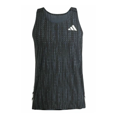 Image of adidas Performance Running Singlet Top Carbon black, Men&#039;s, Size: Small, black