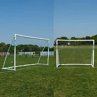 Image of Samba 2 in 1 Portable Garden Football Goal Post With Net, Clips and Ground Anchors 8ft x 6ft or 12ft (2 without Bag)