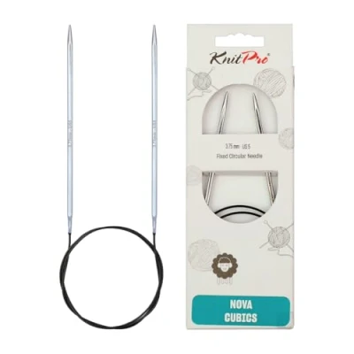 Image of KnitPro 60 cm x 3.75 mm Nova Cubics Fixed Circular Needles, Shiny Brass, Silver