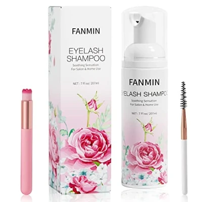 Image of Eyelash Extension Cleanser, BREYLEE Shampoo Foam &amp; Brushes Eyelid Cleanser for Makeup Remover Paraben Sulfate Oil Free Salon and Home Use