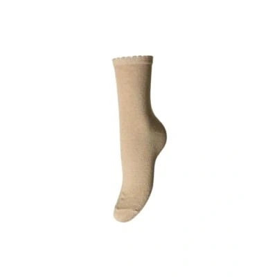 Image of PIECES Women&#039;s Pcsebby Glitter Long 1 Pack Socks Noos, Natural/Detail: Toned Lurex, One Size
