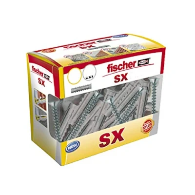 Image of fischer 553442 Studs, DIY Pieces SX Screws, Wall dowels, Hanging Pictures, Fixing Lamps, Box pcs, Grey, 10x50 10 Tacos + tornillos