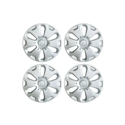 Image of Ford Genuine 14&quot; Steel Wheel Trims Hub Caps x4 Set Silver 6 Spoke Design With Emblem Fiesta Mk7 KA Mk2 2008 2019 1813325