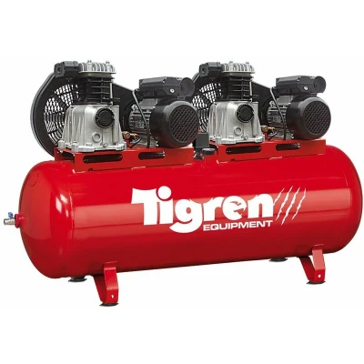 Image of Tigren 04386 270 Litre Tandem Air Compressor Twin 3HP = 6HP Motor 230v 32amp