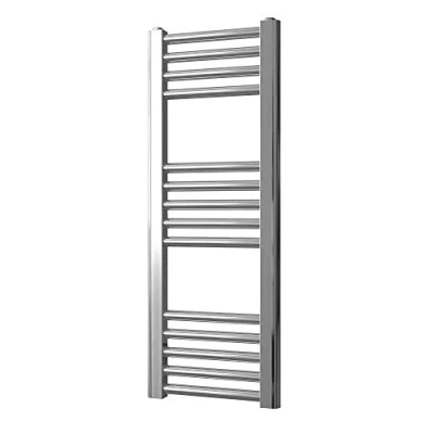 Image of Greened House Chrome Straight Heated Towel Rail 300mm wide x 800mm high Flat Central Heating Radiator
