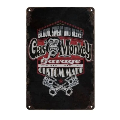 Image of Gas Monkey Garage Official Vintage Metal Tin Sign 8x12 inches Novelty Funny Mechanic