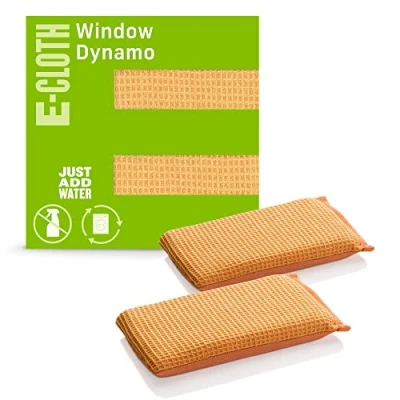 Image of E Cloth Window Dynamo, Premium Microfibre Glass and Cleaner Sponge, Great for Shower Doors, Indoor &amp; Outdoor Windows Car Windshield, Washable Reusable, 100 Wash Promise, 1 Pack