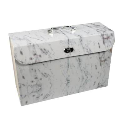 Image of Cathedral Products Luxurious Marble Design 19 Pocket Expanding Box File with Silver Coloured Accents Stylish Document Organiser A4 Size