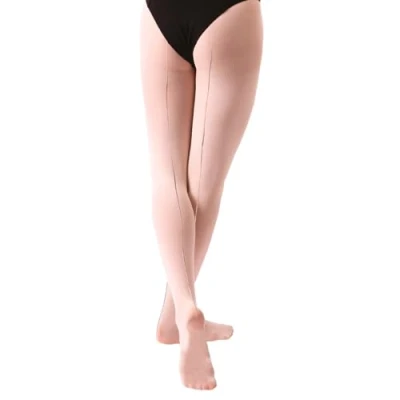 Image of High Performance Footed Seamed Dance Ballet Tights Age 7 9 pink