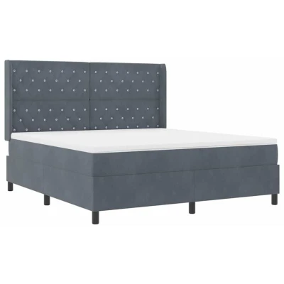 Image of vidaXL Box Spring Bed with Mattress &amp; LED Dark Grey 180x200 cm Velvet