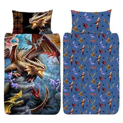 Image of Anne Stokes Dragon Clan Duvet Cover Age of Dragons Design Reversible Bedding Set Single