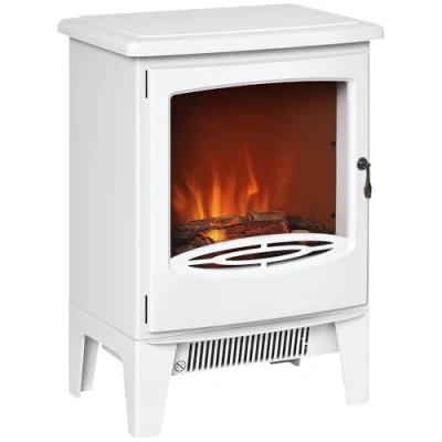 Image of HOMCOM Freestanding Electric Fireplace Stove Heater with Realistic Flame Effect White