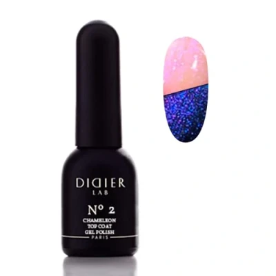 Image of Didier Lab Premium Top Coat Gel Polish Chameleon No.2 For UV Nail No Wipe Nails High Shine Smooths Irregularities Long Lasting