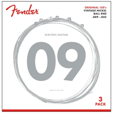 Image of Fender Original 150 String Set 150L (009/042) 3 Pack Pure Vintage Nickel Ball Ends,073 0150 309